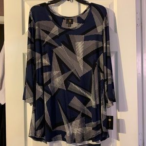 Black & Blue Rayon Tunic